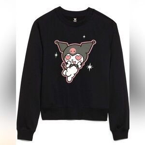 NWOT Sanrio KUROMI Black Back Front Graphic Pullover Sweatshirt Sz L